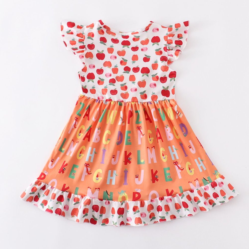 Boutique Back to School Apple ABC Alphabet Sleeveless Girls Dress - Picture 1 of 5